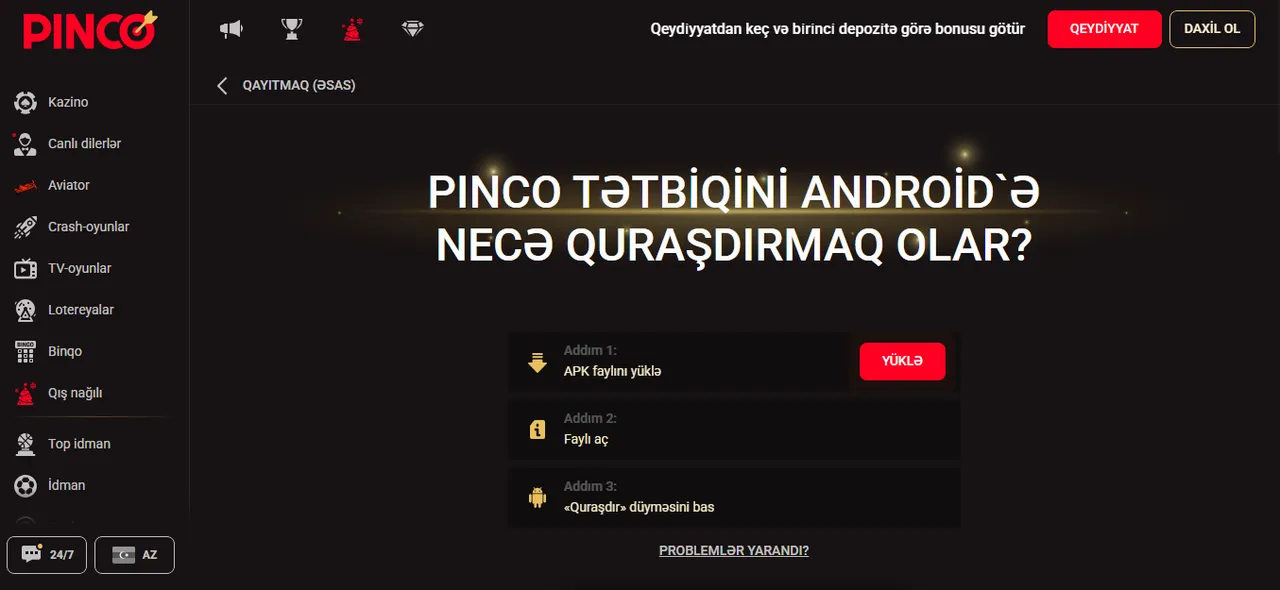 Pinco mobil giriş və mobil istifadənin imkanları
