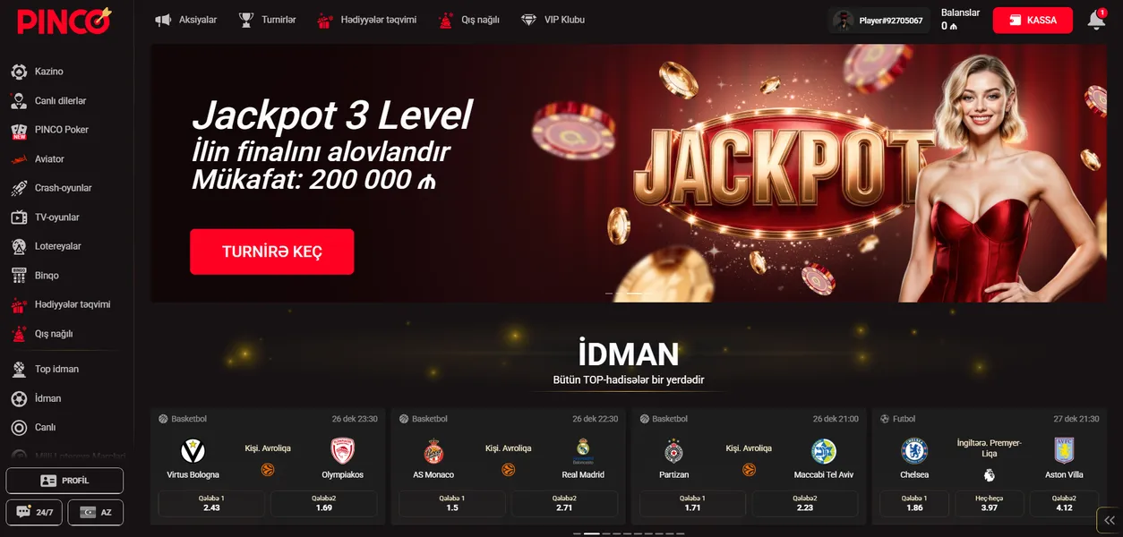 Pinco Kazinoda ödəniş üsulları və maliyyə əməliyyatları